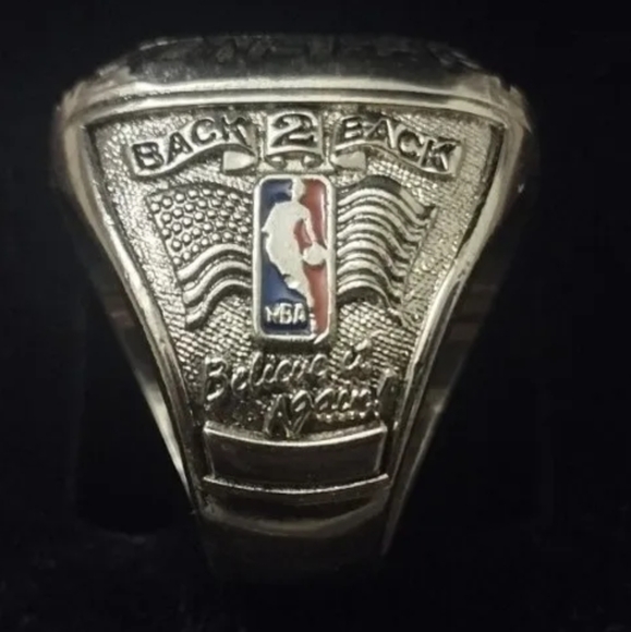 HAKEEM OLAJUWON SIZE 11 BACK TO BACK 1995 ROCKETS NBA CHAMPION RING,BOX & POSTER - Picture 10 of 17